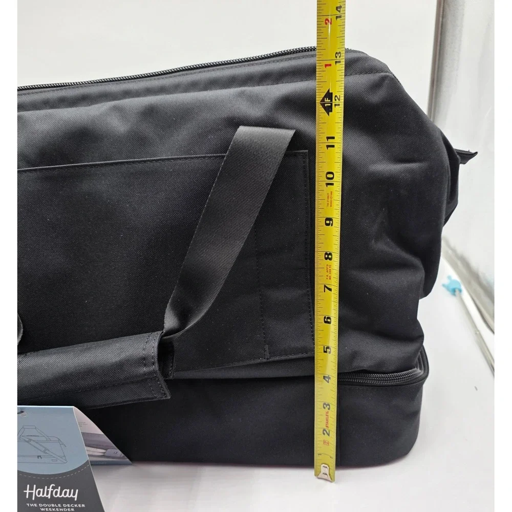 Halfday Black Double Decker Weekender Bag Shoe Compartment Trolley Sleeve NWT